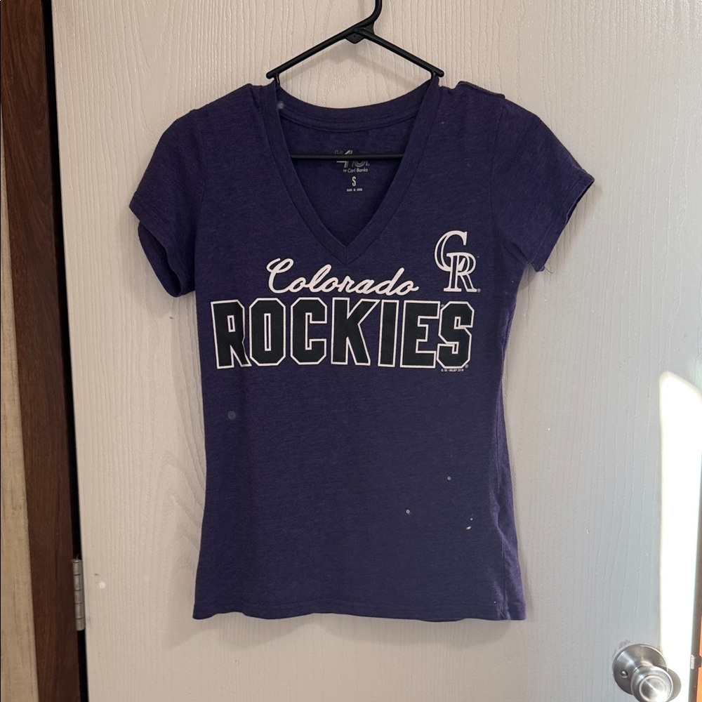 Colorado Rockies Women's Purple V-Neck Tee